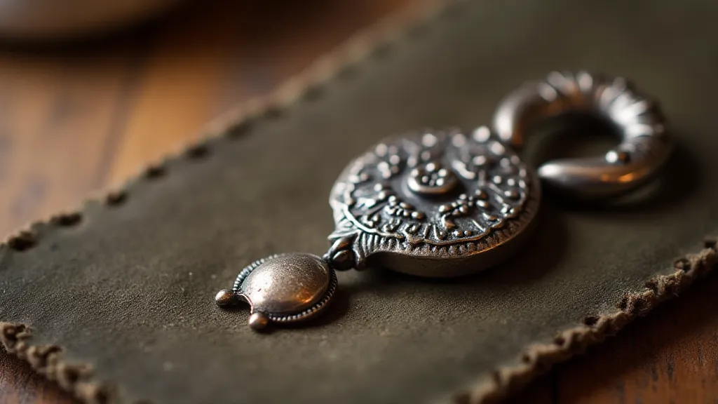 Sterling silver button hook on velvet
