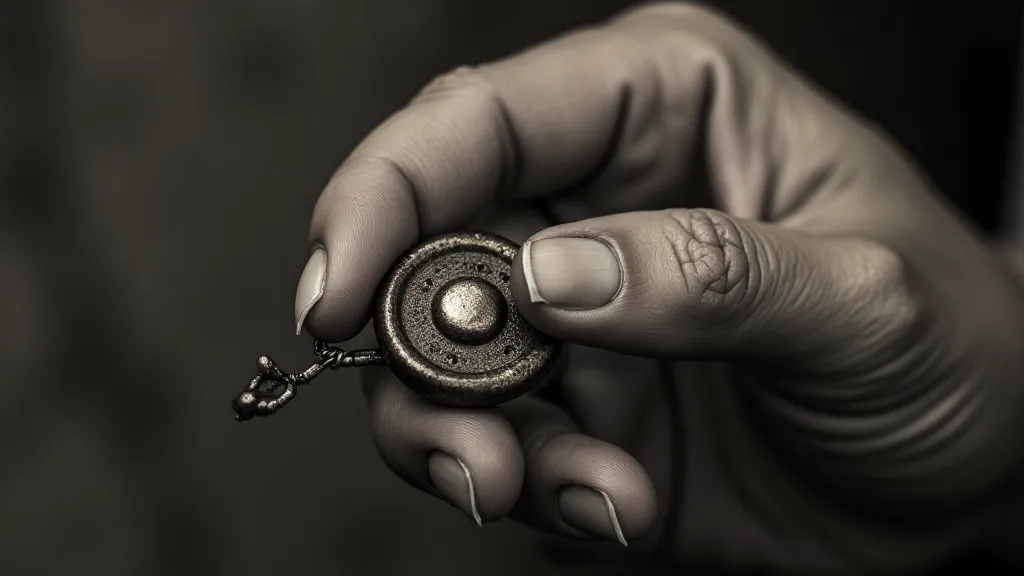 Hand holding a vintage button hook