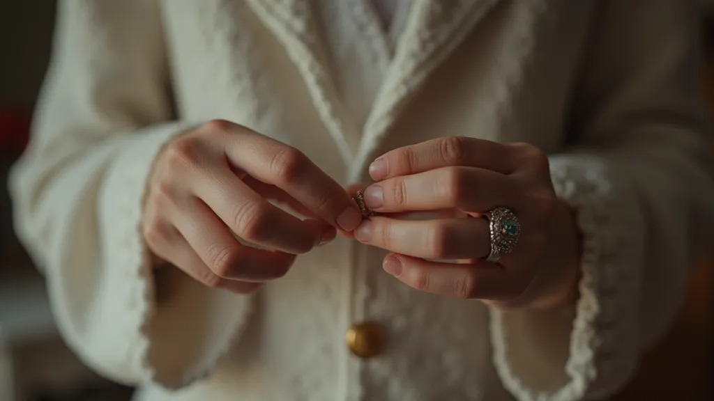 Hand holding a vintage button hook