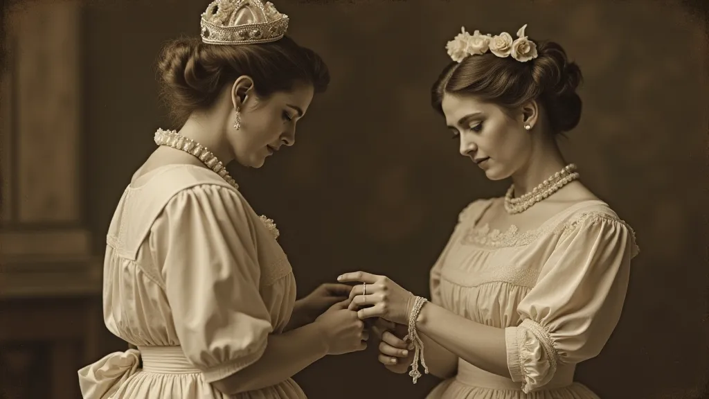 Victorian lady and maid with button hook