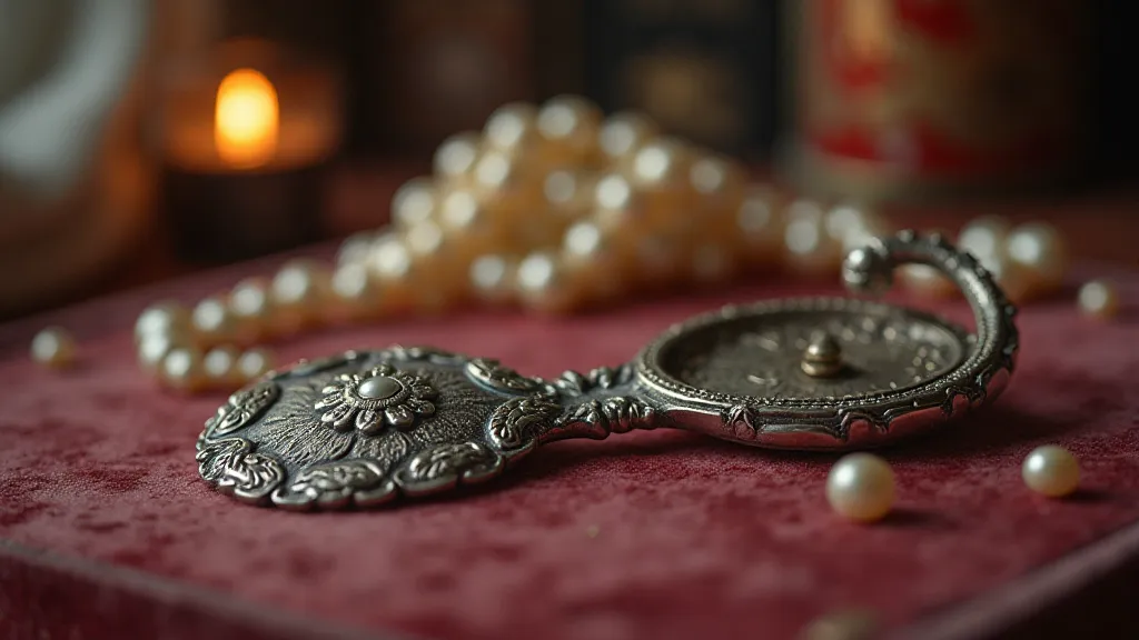 Silver button hook on a vintage dressing table.