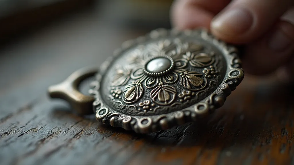 Silver button hook close-up