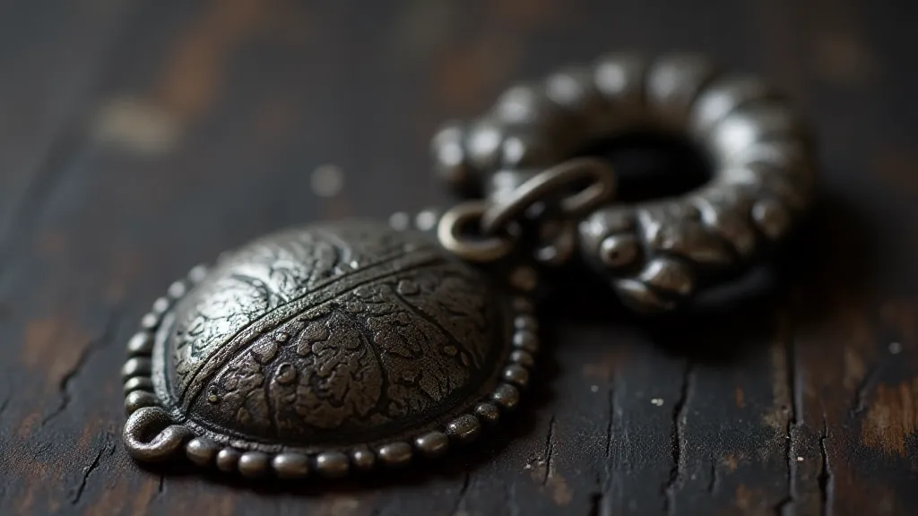 Heavily patinated silver button hook