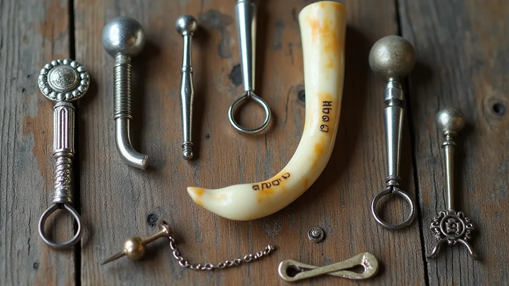 A collection of antique button hooks